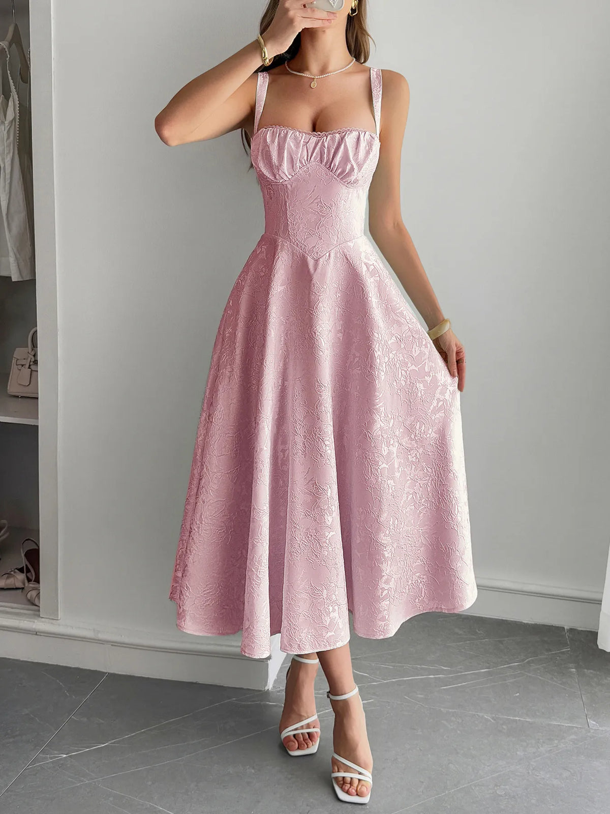 Lace-Up Sleeveless Midi Dress Luxurious Weddings