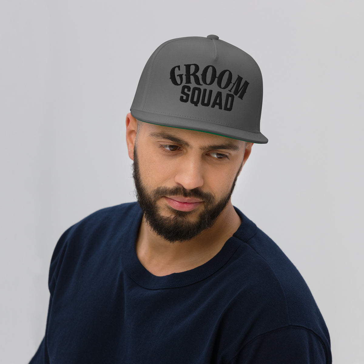 Grooms Squad Flat Bill Cap Hat Luxurious Weddings