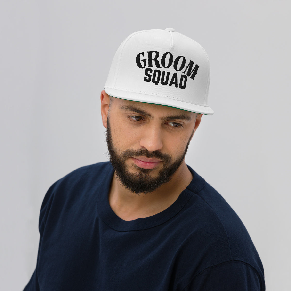 Grooms Squad Flat Bill Cap Hat Luxurious Weddings