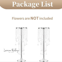 Flower Centerpieces for Wedding Tables - Elegant Metal Vases with Chandelier Crystal Beads Luxurious Weddings