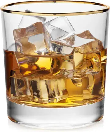 Gold-Rimmed Whiskey Tumblers Set Of 4 whiskey glasses Luxurious Weddings