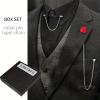 Gold Plated Collar Pin Set for Weddings and Special Occasions - Includes Lapel Chain Luxurious Weddings