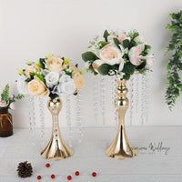 Golden Vase for Wedding Centerpieces - Crystal Flower Holder Stand Luxurious Weddings