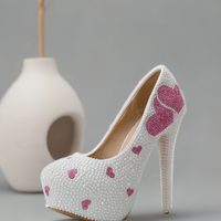 "Janie-Valentine" White pearl heels