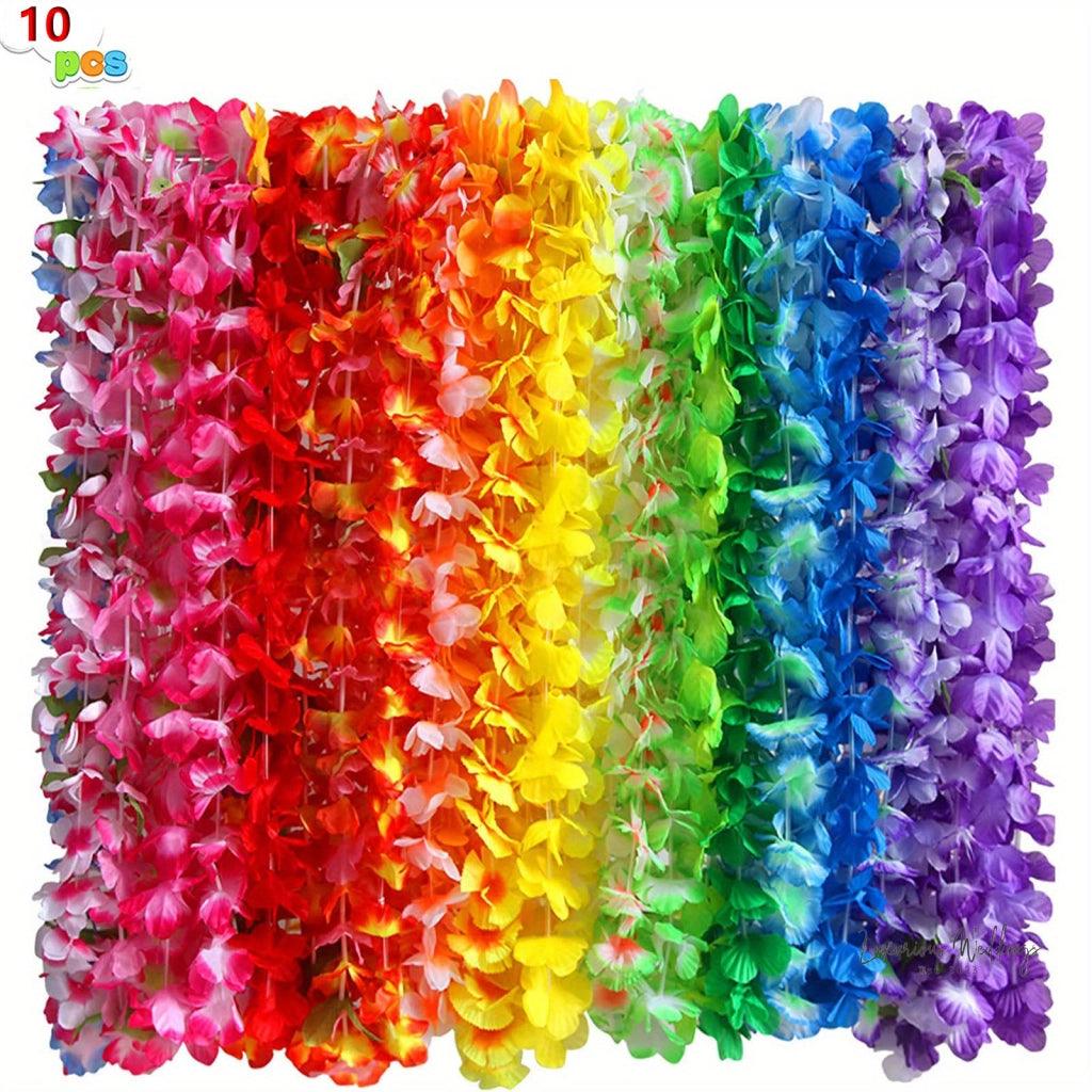 Hawaiian Luau Party Favors - 36pcs Tropical Flower Leis for Holidays & Events Luxurious Weddings