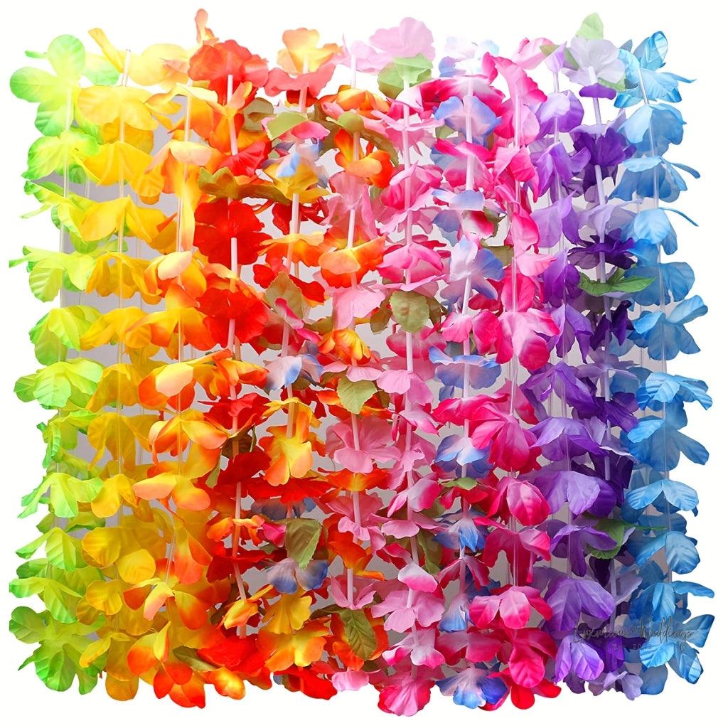 Hawaiian Luau Party Favors - 36pcs Tropical Flower Leis for Holidays & Events Luxurious Weddings