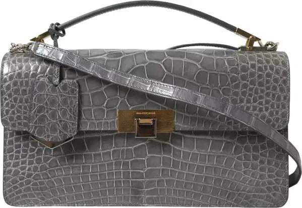 Balenciaga Gray Exotic Leather Medium Shoulder Hand Purse Bag Handbag Luxurious Weddings