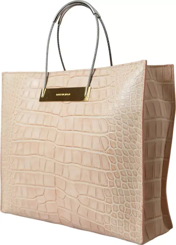 Balenciaga Pink Exotic Leather Embossed Cable Handle Shopper Tote Bag Handbag Luxurious Weddings