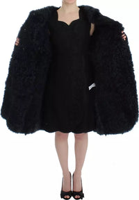 Dolce & Gabbana Black Goat Fur Shearling Long Jacket Coat