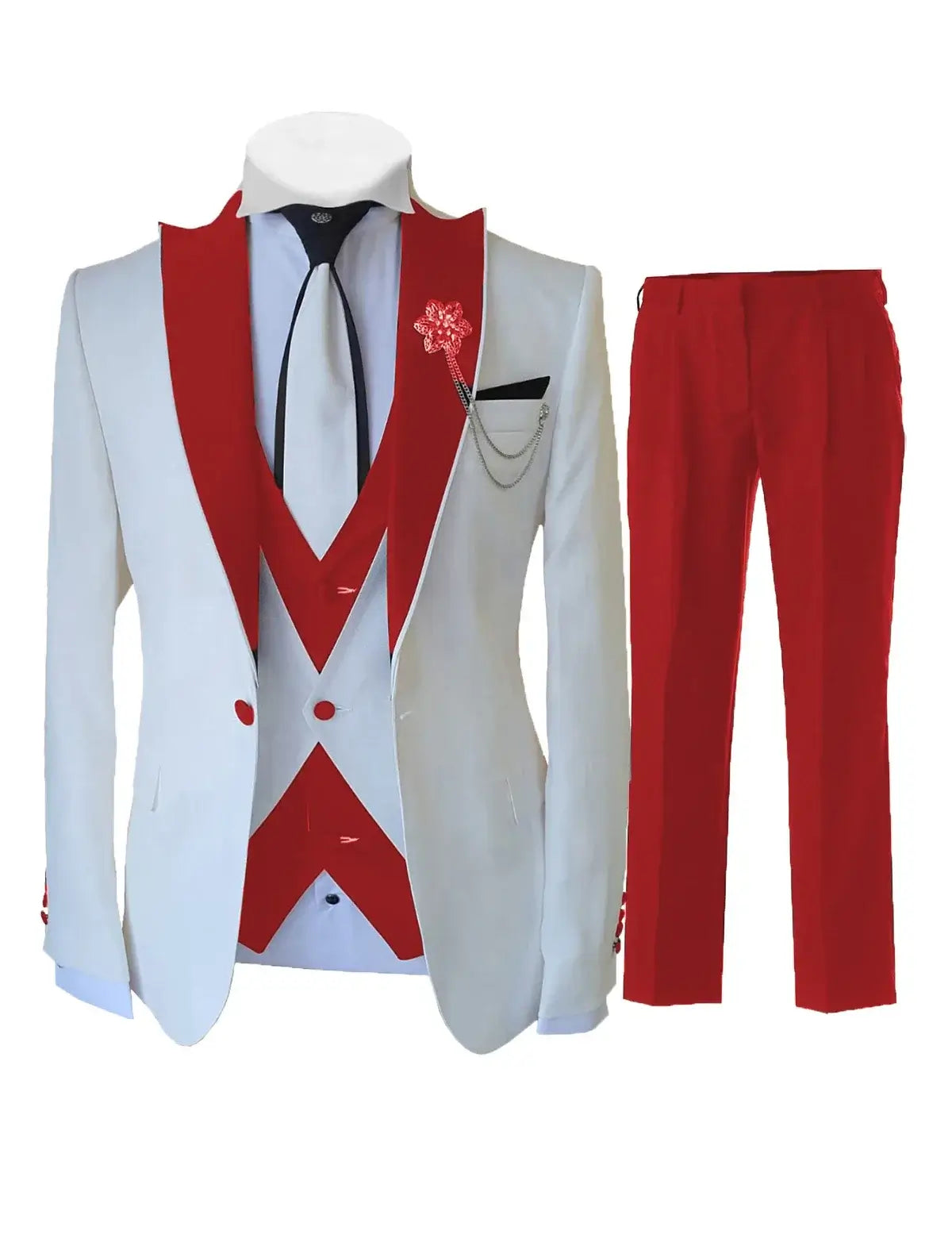 Luxury Tailor-made Suits For Men - 3pc Set Red Luxurious Weddings