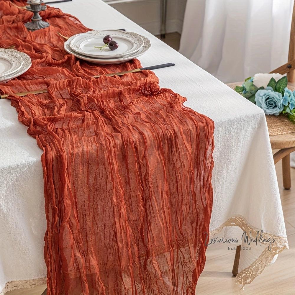 Balinese Pleated Table Runner - 4pcs, Polyester Material for Weddings Luxurious Weddings