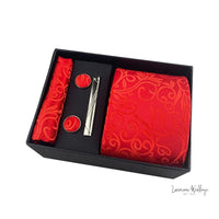 Men's Paisley Tie Gift Set - 5 Pc with Cufflinks & Scarf Luxurious Weddings