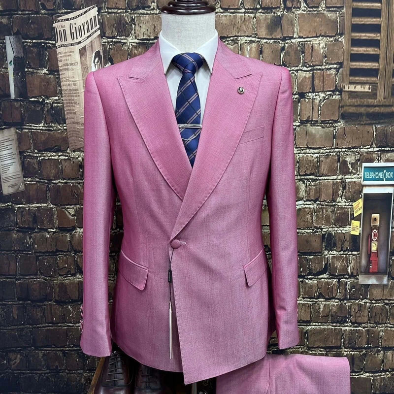 2pc Custom Men's Business Suit | Pink Mens Suits Luxurious Weddings