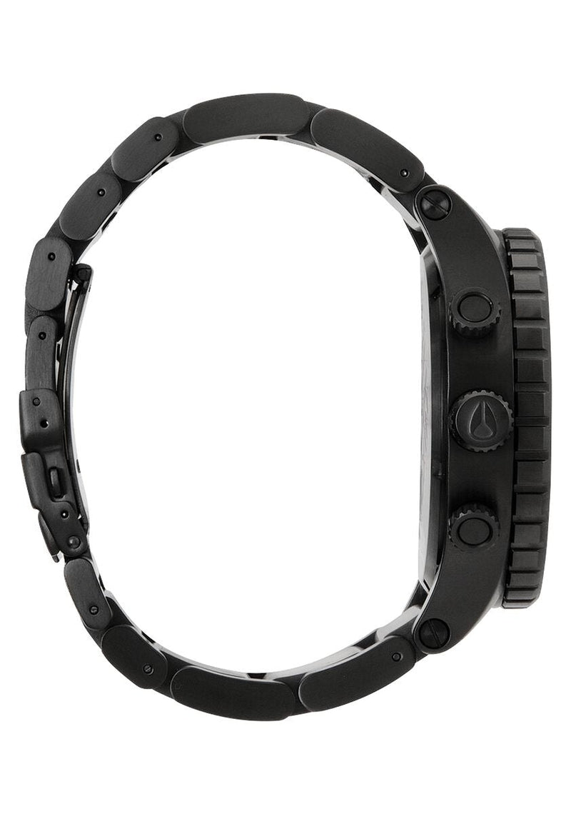 Nixon 51-30 Black Stainless Steel Chrono Men's Watch A083-957 side view showcasing its sleek design and luxurious finish.