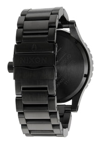 Nixon 51-30 Black Stainless Steel Chrono Men's Watch A083-957 back view showcasing sleek design and craftsmanship.