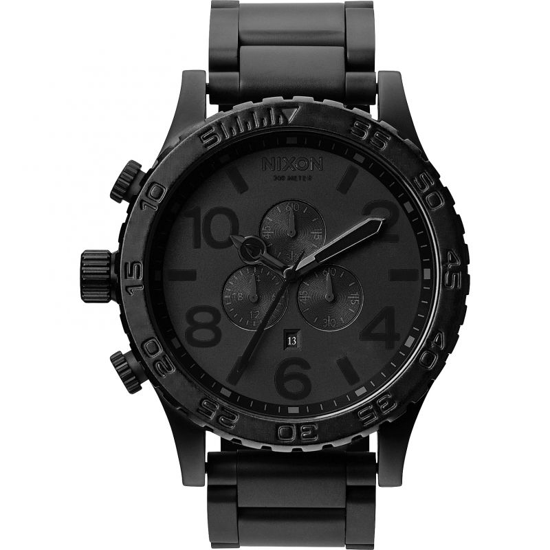 Nixon 51-30 Chronograph Gunmetal Dial Men's Watch A083-1062 with black stainless steel strap