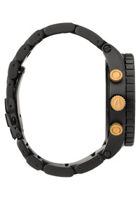 Nixon 51-30 Chronograph Matte Black & Gold Men's Watch A083-1041 side view with gold buttons.