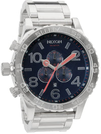 Nixon 51-30 Navy Blue Dial Silver Men's Watch A083-307 with stainless steel band and chronograph features