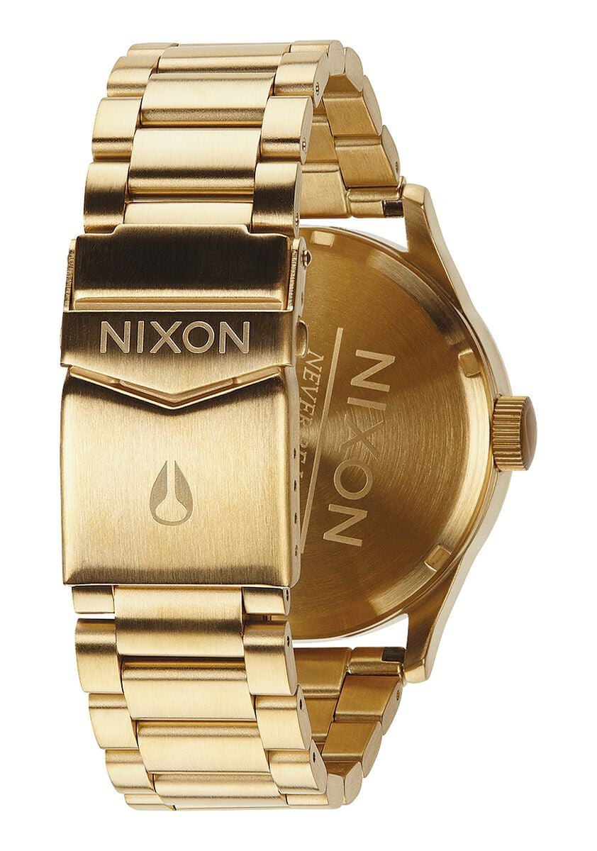 Nixon Sentry Black Dial Gold-tone Men's Watch A356-510 featuring a gold-tone stainless steel bracelet and case.