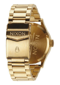 Nixon Sentry Black Dial Gold-tone Men's Watch A356-510 featuring a gold-tone stainless steel bracelet and case.