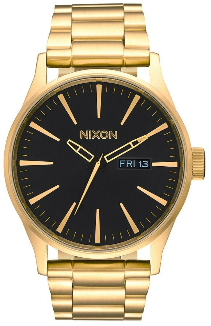 Nixon Sentry Black Dial Gold-tone Men's Watch A356-510 showcasing black dial and gold-tone bracelet