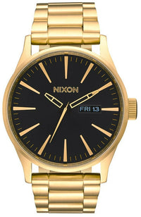 Nixon Sentry Black Dial Gold-tone Men's Watch A356-510 showcasing black dial and gold-tone bracelet