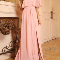 One Shoulder Maxi Dress - Elegant Chiffon Luxurious Weddings