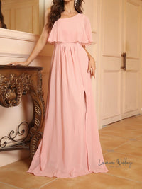 One Shoulder Maxi Dress - Elegant Chiffon Luxurious Weddings