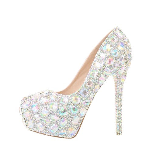 12cm/14cm Heels & Flats Crystal wedding shoes - Luxurious Weddings