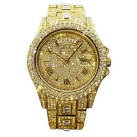 18k Gold Nano Plated Luxury Gold Full Diamond Watch - Luxurious Weddings