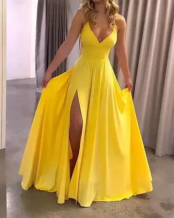 Strappy Dress with Color Slit Luxurious Weddings