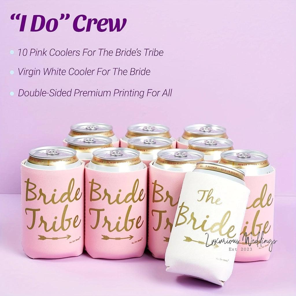 Premium Bride Tribe Skinny Can Sleeves - Perfect for Bachelorette Party and Weddings - Luxurious Weddings