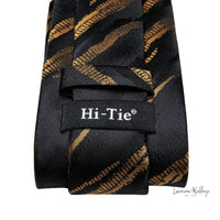 Premium Gatsby Themed Tie Set - Elegant Golden Black Striped Design Luxurious Weddings