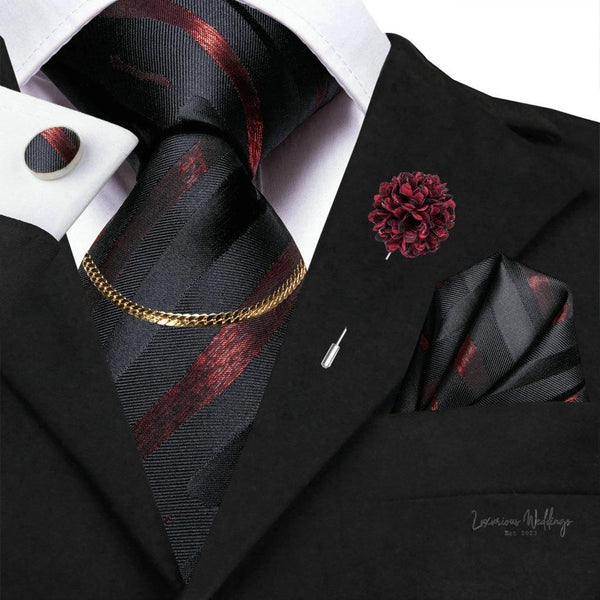 Premium Gatsby Themed Tie Set - Elegant Golden Black Striped Design Luxurious Weddings