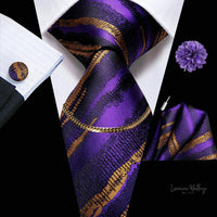 Premium Gatsby Themed Tie Set - Elegant Golden Black Striped Design Luxurious Weddings