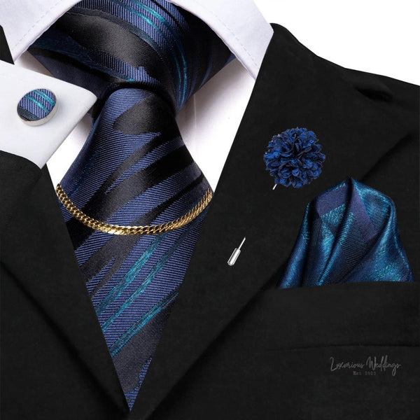 Premium Gatsby Themed Tie Set - Elegant Golden Black Striped Design Luxurious Weddings