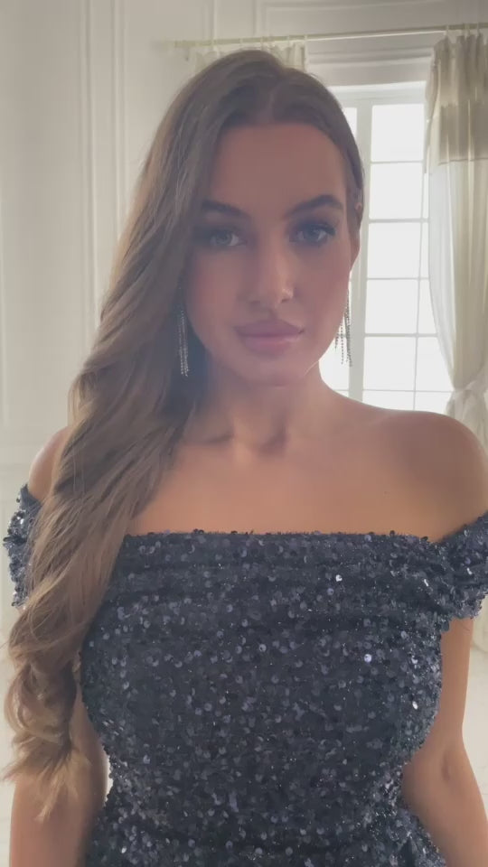 Dazzling Off Shoulder Sequin Party Dress Sequin Dress Luxurious Weddings