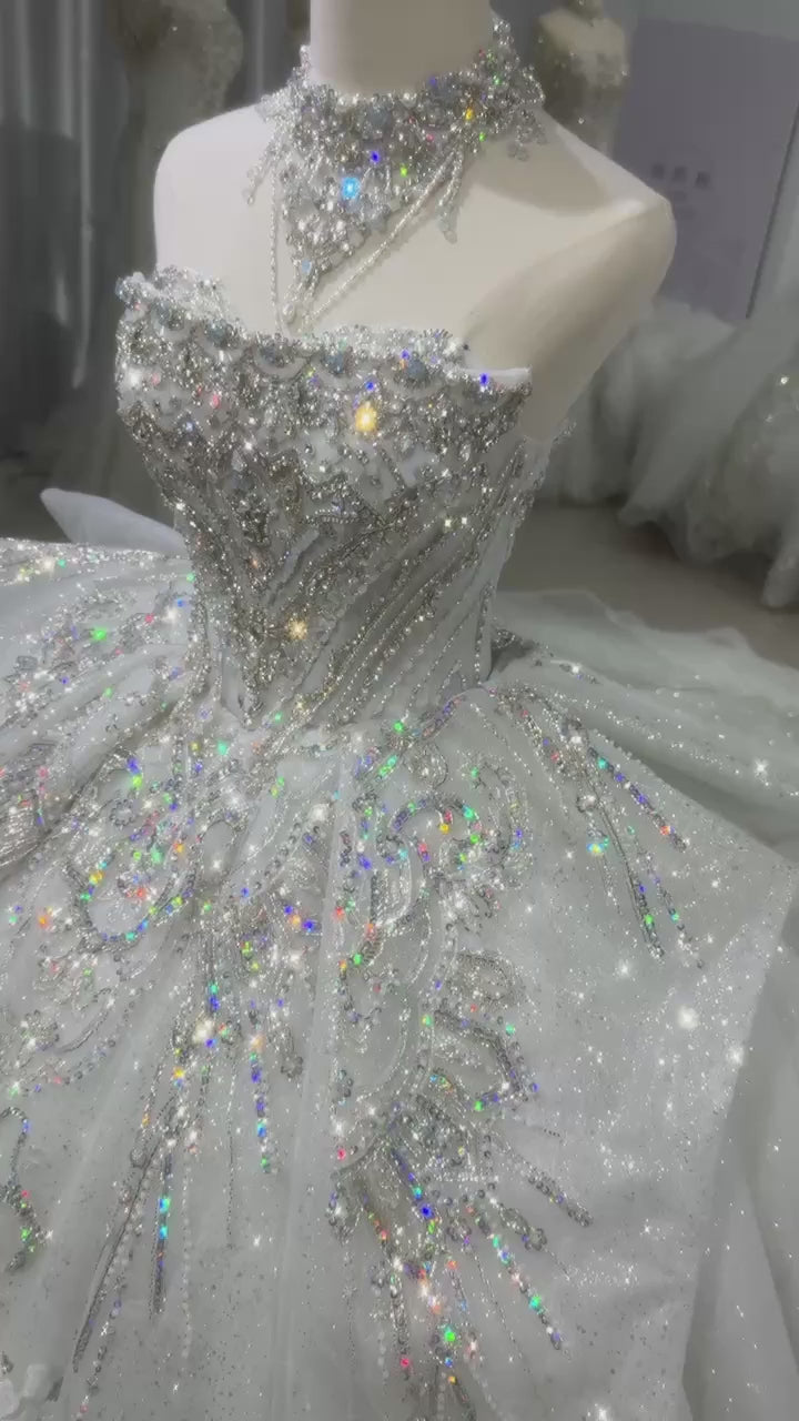 Elegant Beaded Lace Ball Gown Wedding Dress Wedding Dress Luxurious Weddings