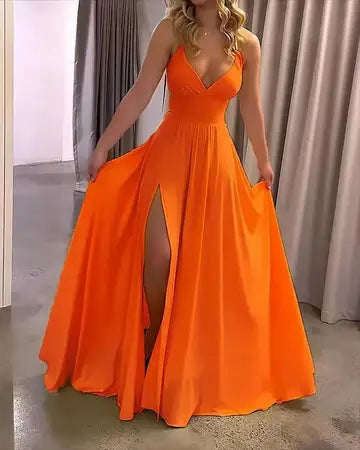 Strappy Dress with Color Slit Luxurious Weddings