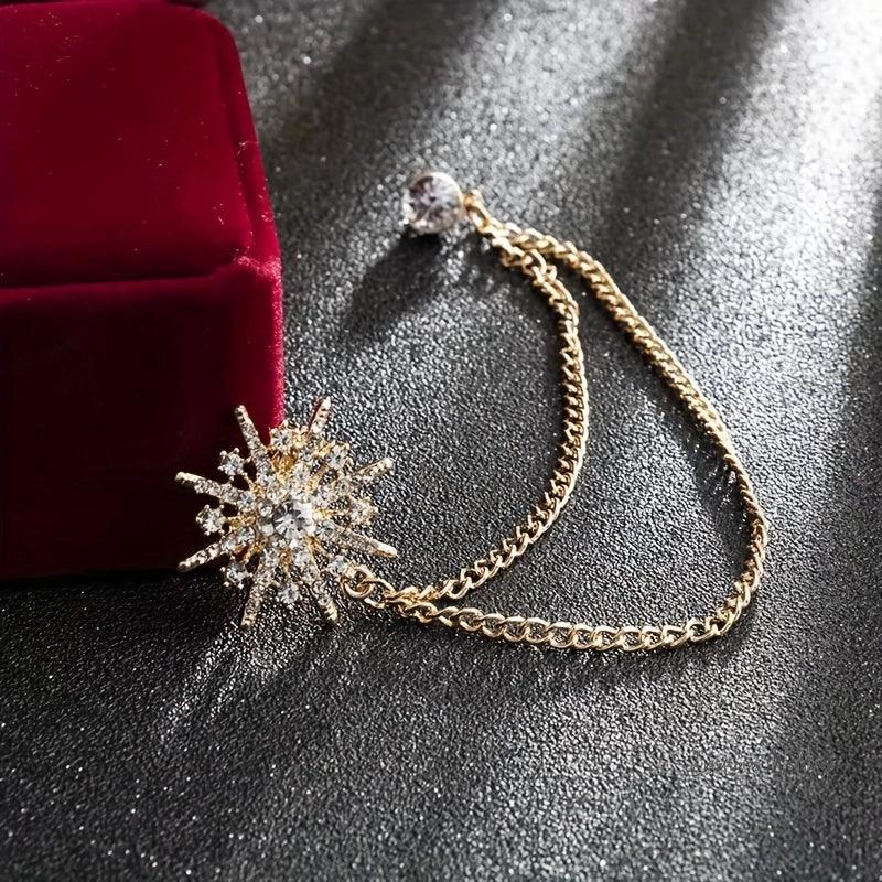 Rhinestone Suit Brooch - Elegant Alloy Accessory with Funky Design Luxurious Weddings