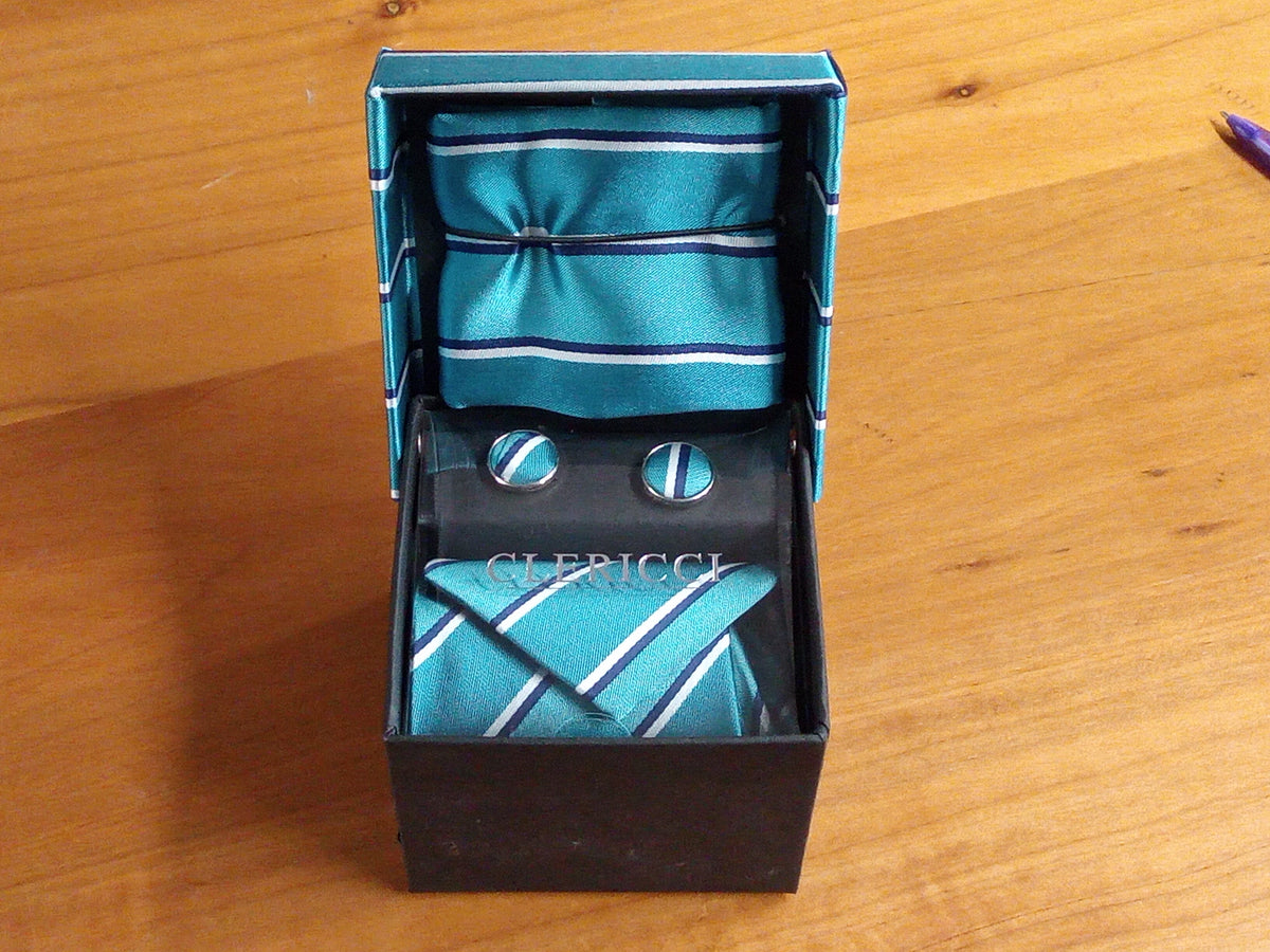 a box with a tie and a pair of scissors