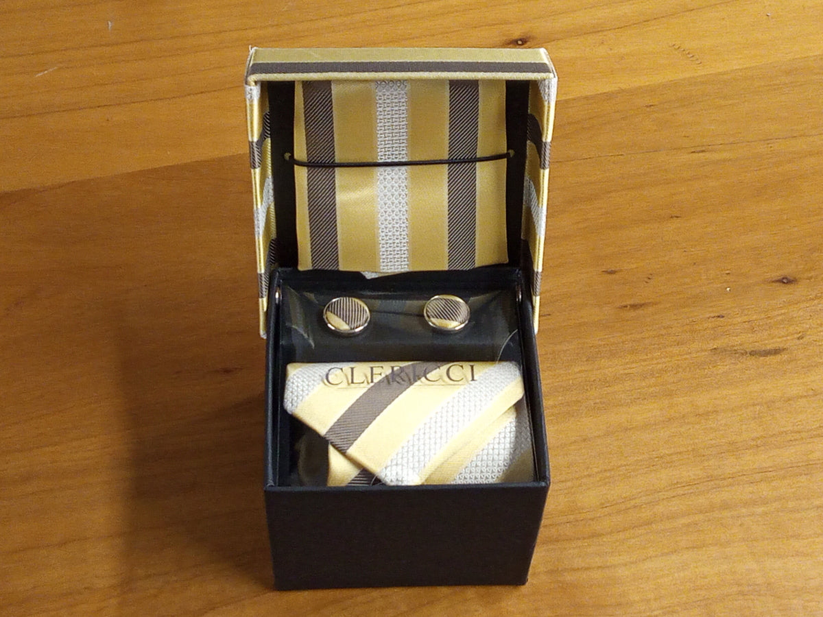 a tie in a box on a wooden table