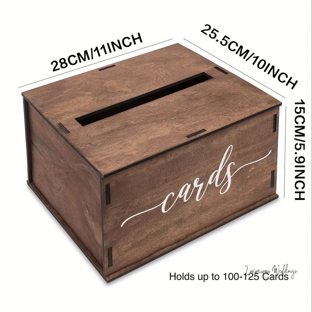 Rustic Wooden Wedding Card Box - Perfect for Receptions, Gifts, and Money - Luxurious Weddings