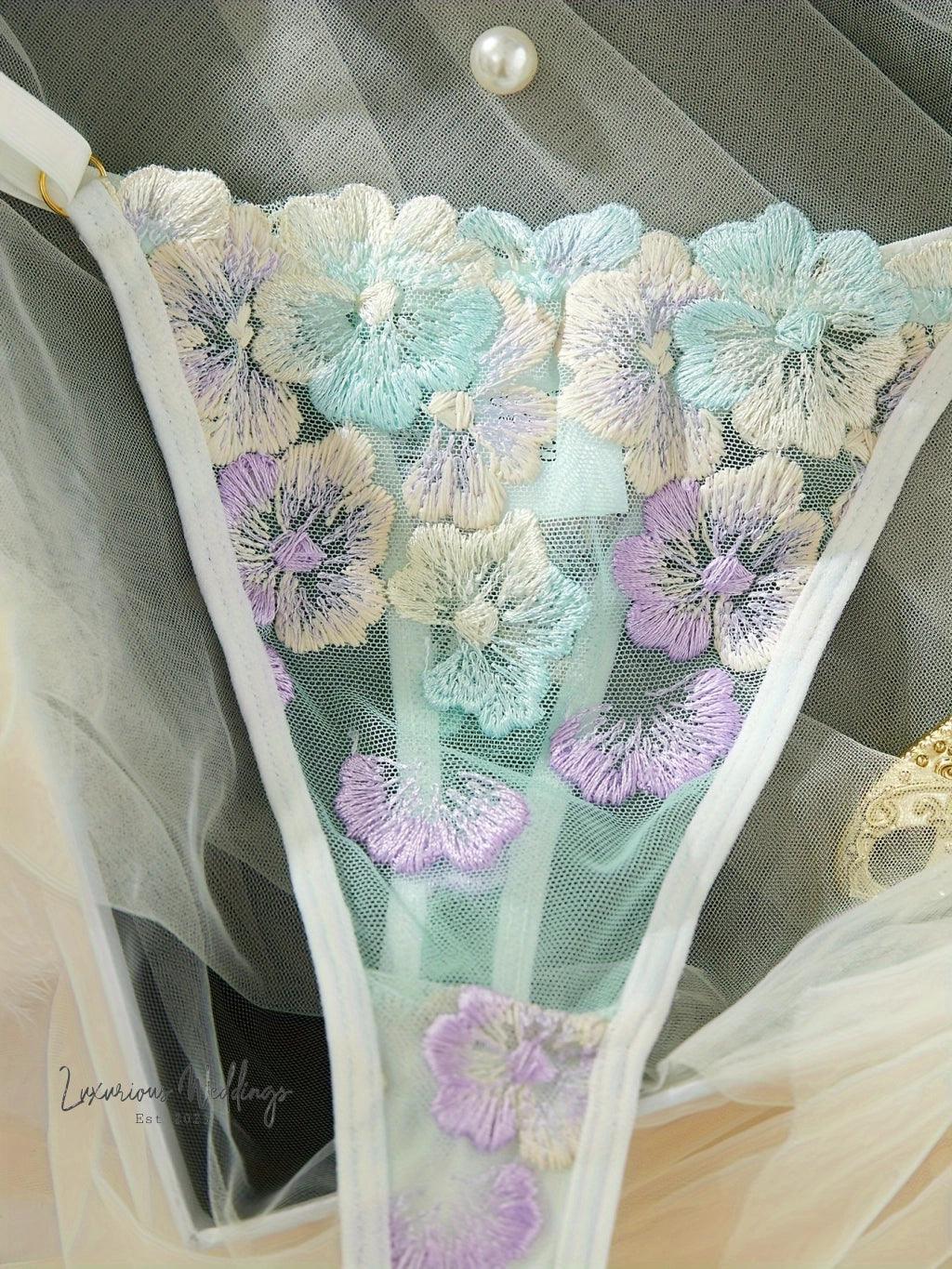 Sexy Floral Lace Lingerie Set - Luxurious Weddings