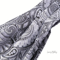 Silver Paisley Ascot Tie - Silver & Gold Luxurious Weddings