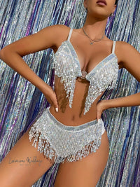 Sparkling Sequin Lingerie Set - Bra & Panty Combo for Women Luxurious Weddings