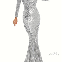 Sparkling V-neck Mermaid Dress - Long Sleeve Party & Banquet Attire Gatsby Gown Luxurious Weddings Bridesmaid Dresses, Evening Dresses, Cocktail Dresses, Maxi Dresses, Summer Dresses, Dinner Dress, Special Occasion Dress, Custom Dress, Made-to-Order Dress