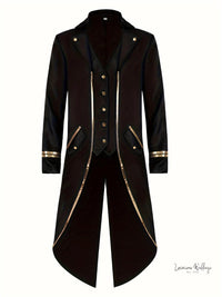 Steampunk Jacket for Men - Polyester, Buttoned, Solid Color - Luxurious Weddings