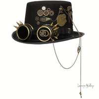 Steampunk Top Hat with Goggles - Victorian Costume Accessory - Luxurious Weddings