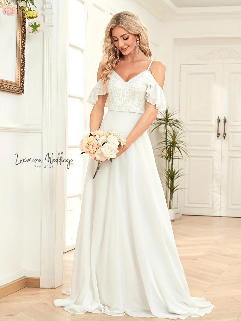 Stunning Sequin Wedding Dress - Elegant, Versatile, High-Quality - Luxurious Weddings
